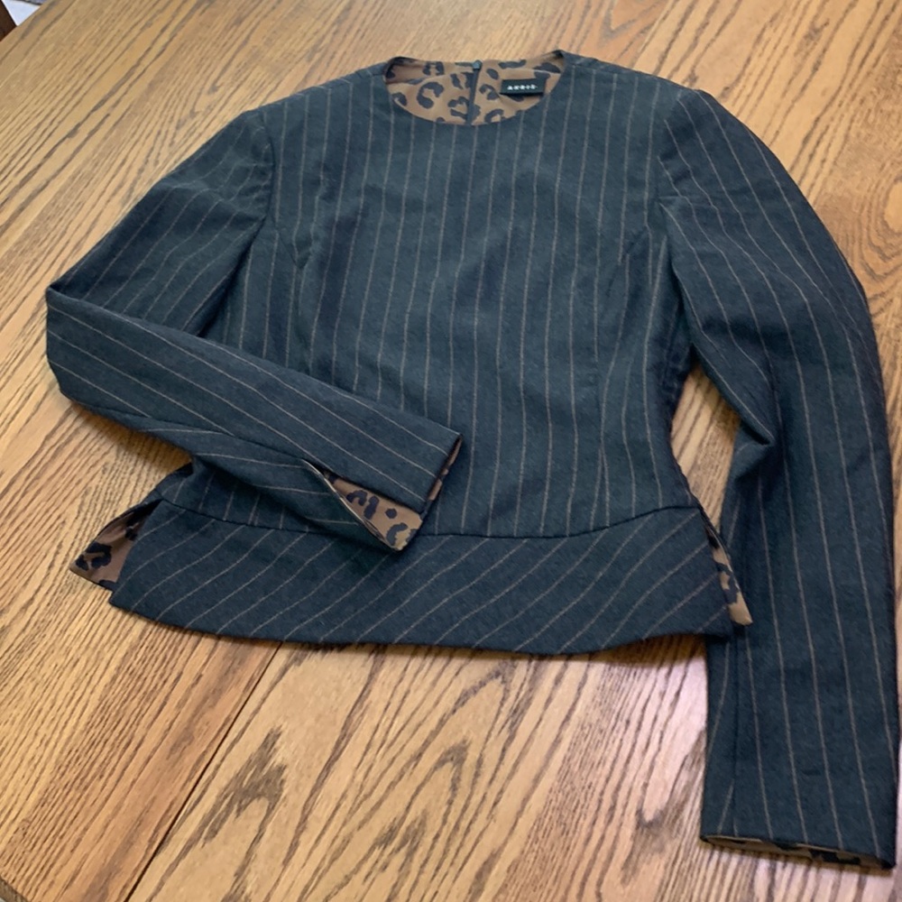 AKRIS Wool/Cashmere/Silk Pinstripe Top